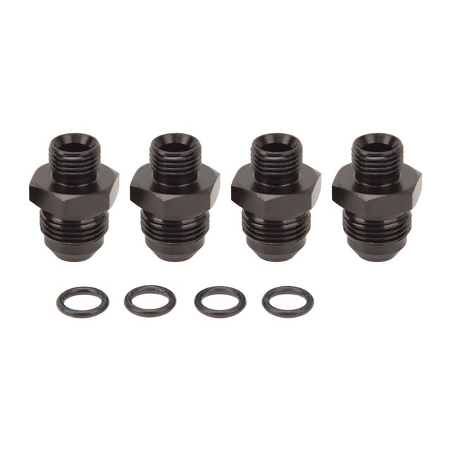 Adaptador macho ORB de 4 piezas, 1500 PSI, aleación de aluminio, multiusos, con junta tórica, para riel de combustible, enfriador de aceite, bomba de combustible 6AN-8AN