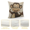 thumbnail image 4 of Throw Pillow Covers Cute Brown Monkey Square Cotton Linen Sofa Pillow Covers Cute Brown Monkey Waving Its Hands with A Smiling Face Cushion Cases for Home Couch Bed Decor, 4 of 5
