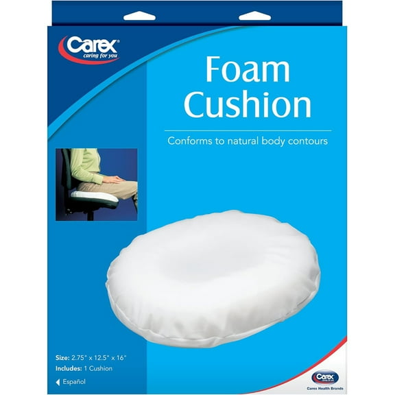 Carex Memory Foam Cushion, Contoured Pillow Cushion for Tailbone Relief, Compact for Travel