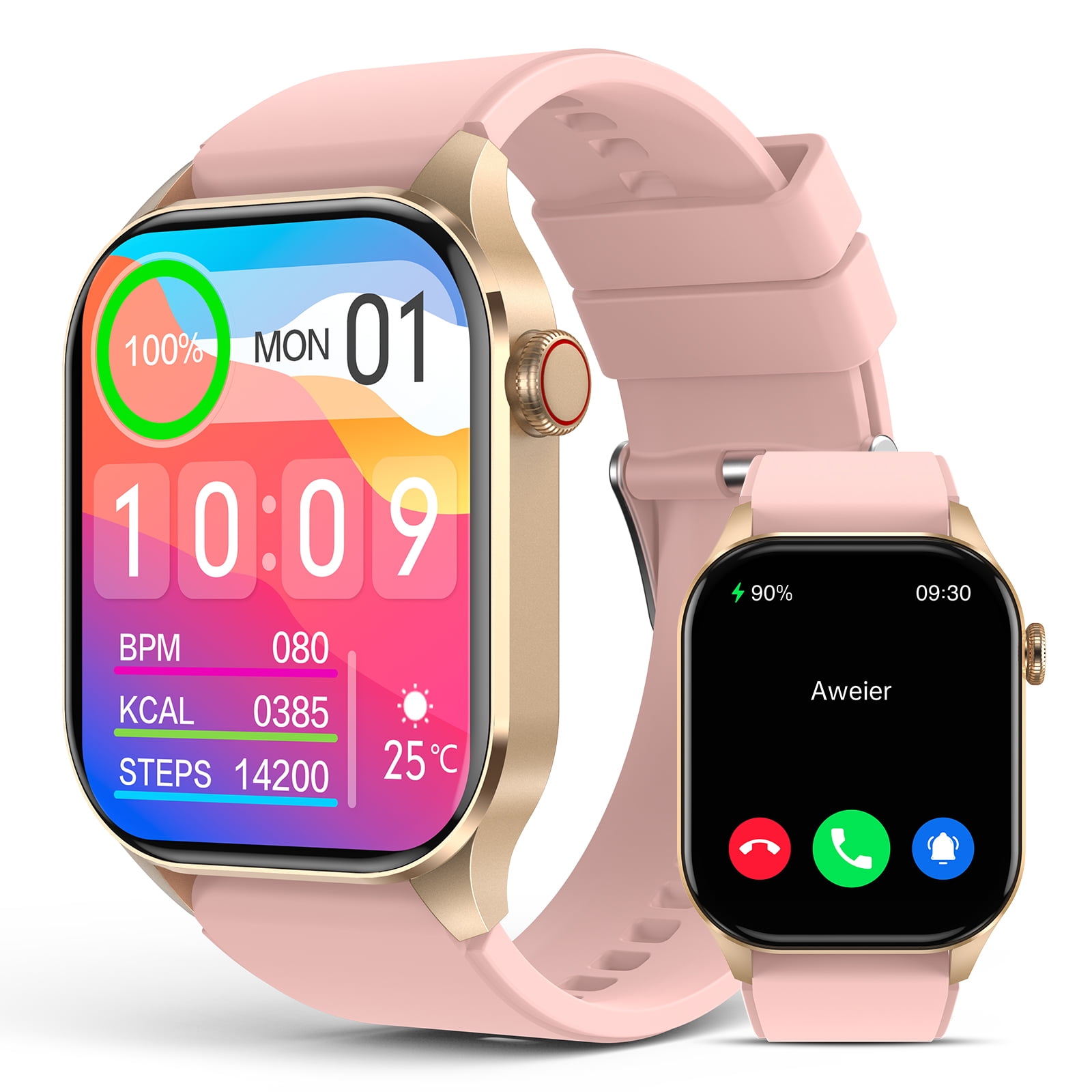 SOUYIE 2026 Women's Smart Watch for Android Iphone, 2.04" HD Screen AMOLED Fitness Tracker With 2 Watch Straps, IP68 Waterproof, 136+ Sports, Bluetooth Answer/Make Call,Perfect Gift,Pink