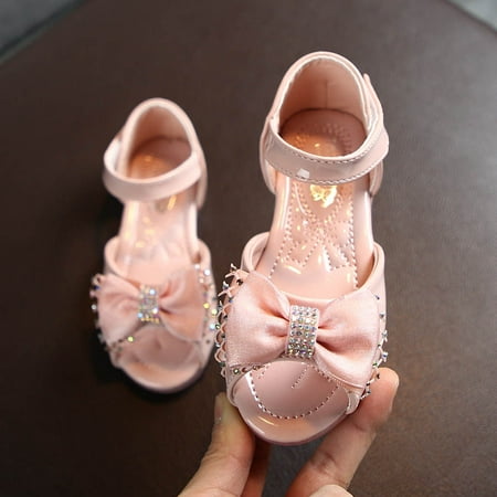 

Ovzne Toddler Infant Kids Baby Girls Bowknot Party Princess Leather Shoes Sandals