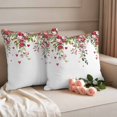 thumbnail image 2 of Valentine's Day Pillow Covers 2 Pack Romantic Watercolor Red Pink Roses Floral Leaf Love Heart Pillowcase Waterproof Outdoor Throw Pillow Cover for Patio Garden Square Cushion 16”x16”, 2 of 9