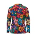 thumbnail image 3 of Uorisanigo Colorful Flowers Women's Golf Top Fashionable Relaxed Long Sleeve Golf Polo Shirts for Women Soft Comfortable Quick Dry Workout Tops with Zipper, 3 of 7