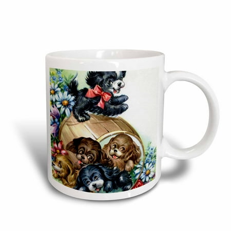 - 3dRose Barrel of Puppies - Ceramic Mug, 11-ounce