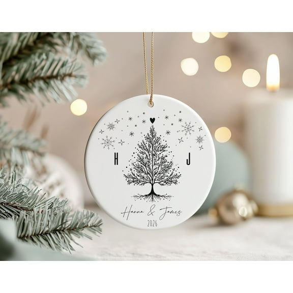 Personalized Couple Christmas Ornament — Names & Year on Tree, Our First Christmas Together Keepsake