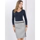 thumbnail image 4 of INSPIRE CHIC Suéter De Punto Cuello En V Con Volantes Pu?os Arcoíris Ajustado Para Mujer Azul Marino L, 4 of 6