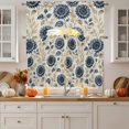 thumbnail image 2 of Navy Blue Sunflowers Swag Curtains for Living Room/Bedroom Windows, Vintage Botanical Flowers Aesthetic Kitchen Curtains and Valances Set 36 Inch Length, Light Filtering Swags Valance Curtain Panels, 2 of 8