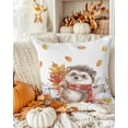thumbnail image 3 of Decorative Throw Pillow Covers 16x16 Inch Set of 2 White Pumpkin Hedgehog Fall Decor Pillow Cases for Couch, Maple Leaf Cushion Case for Living Room Bedroom Bed Car Chair, 3 of 9