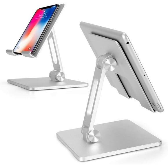 Soporte versátil para tableta, soporte de escritorio de aleación de aluminio, ángulo ajustable y diseño portátil plegable para un estilo de vida inteligente, adecuado para dispositivos de 4" a 15,6",