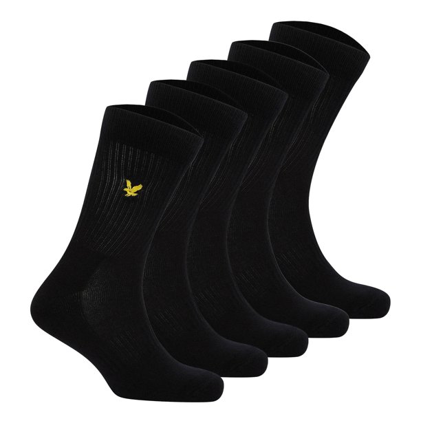 LYLE&SCOTT Calcetines de tenis para hombre, paquete de 5 - Camdyn Core Socks, mezcla de algodón, lisos Negro 40-46