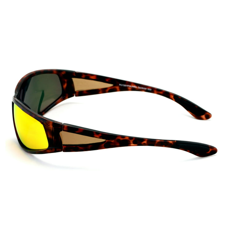 V.W.E. Polycarbonate Polarized Fishing Riding Sunglasses for Men Women - Wrap Around Shielded Shade, adult Unisex, Size: One size, Orange