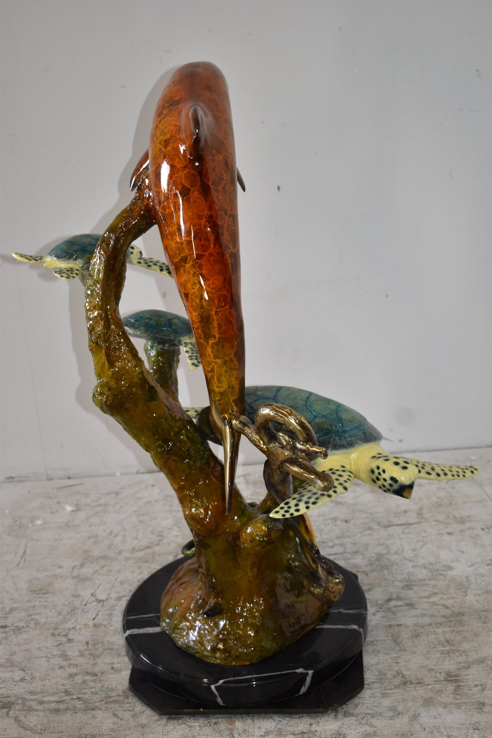 Nifao Dolphin Octopus and Three Turtles Outdoor Fountain Statue, Bronze Garden Water Feature Sculpture for Patio & Yard – Garden Outdoor Decor Sculpture, 28"L x 21"W x 35"H