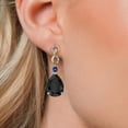 thumbnail image 3 of Gem Stone King 925 Silver and 10K Yellow Gold Black Onyx and Blue Created Sapphire and White Lab Grown Diamond Earrings for Women | 27.45 Cttw | Gemstone December Birthstone | Pear Shape 18X13MM, 3 of 6