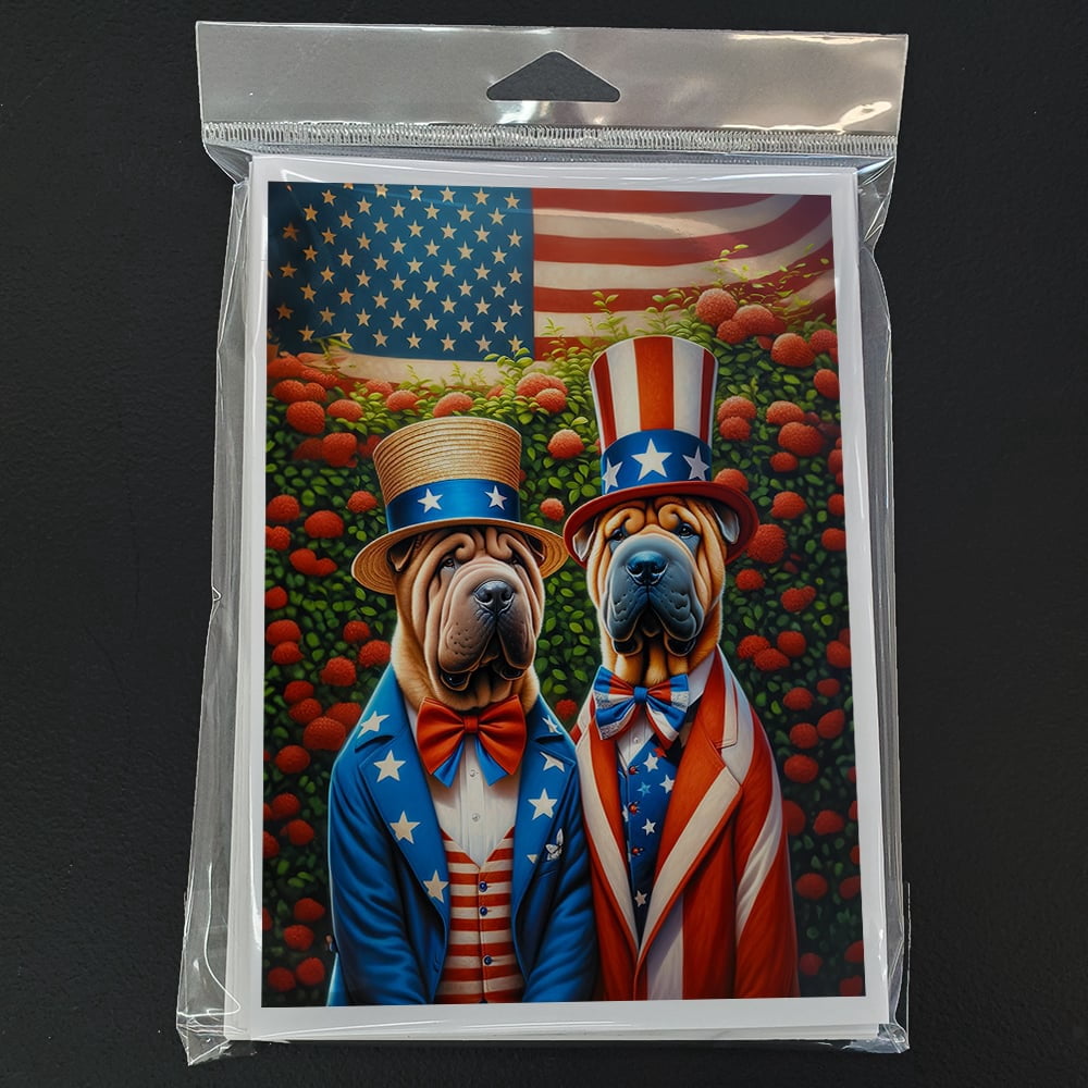 All American Shar Pei Greeting Cards Pack of 8 7 in x 5 in