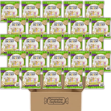 Educational Snacks Bulk Pack - Fun & Fitness - 60 Individually Sealed 1oz Bags - Vanilla Sweetened, Whole Grain Recipe, Nut-Free, All Natural - Loaded With Learning in Cornershop Confections Pack