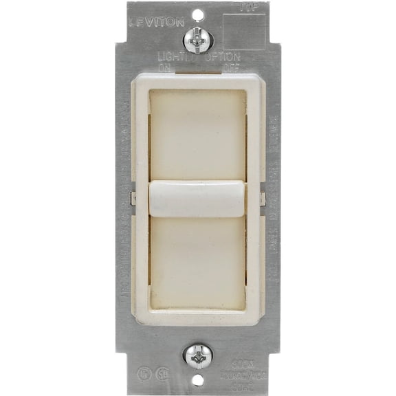 1PACK Leviton Decora Incandescent/Halogen/LED/CFL Light Almond Slide Dimmer Switch