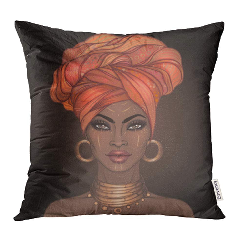 African Black Girl Woman Decorative Accent Pillow QUEEN CECE
