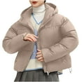 thumbnail image 2 of Black*Friday Sale ChaoHeng Womens Puffer Jackets and Coats on Sale Women's Solid Color Parka Cotton Jacket,Waterproof Windproof Outdoor Hooded Fleece Lined Long Sleeve Coat, 2 of 4