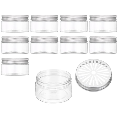 Uxcell Empty Scent Beads Container Air Freshener Tin Round Refillable Spice Containers with Hollow Lid Plastic Jar Sample 10Pcs & 3.4oz/100ml-Fitting For(Aromatherapy Gel/Scent/Storage)