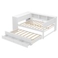 thumbnail image 6 of Harper & Bright Designs Full Size Daybed with Trundle and Desk, Wood Corner Bed Frame with Storage Drawers and Shelves, White, 6 of 12