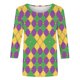 thumbnail image 5 of Xuyuer 2025 Womens 3/4 Sleeve Tops Mardi Gras and Christmas Costumes Fashion Round Neck Blouse, 5 of 6