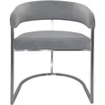 thumbnail image 2 of Dining Chair with Light Gray Velvet Cushion and Matte Silver Legs, 2 of 4