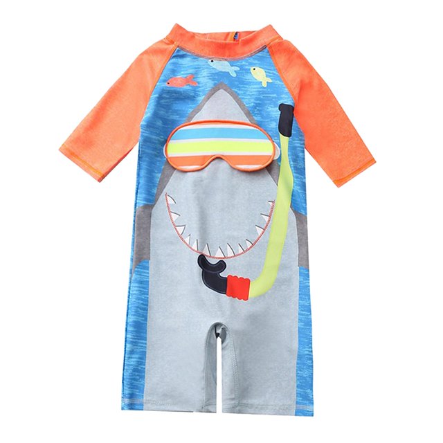 Traje de baño para niños Traje de baño de una pieza para niños Protección Tiburón Naranja XXL Zulema Traje de baño para niños