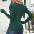 thumbnail image 5 of Qepwsc Women's Puff Long Sleeve Knit Pullover Sweaters Casual V Neck Ribbed Solid Soft Slim Fits Sweater Blouse Tops, 5 of 9