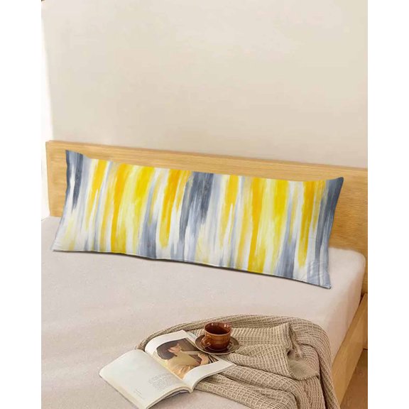 Yellow Gray White Long Body Pillow Covers, Farmhouse Gradient Abstract Art Soft Throw Pillow Cases with Invisible Zipper, Decorative Pillowcase Pillows Protectors for Sofa Bed Couch 20"x60"