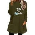 thumbnail image 3 of Feancey Winter Loungewear for Women Fleece Fuzzy Pullover Trendy Letter Print Crewneck Sweatshirts Comfy Plush Thermal Tunic Tops with Pockets Army Green 3XL, 3 of 5