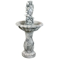 Sunnydaze Fairy Flower Traditional White Resin and Fiberglass Solar Water Fountain with Battery