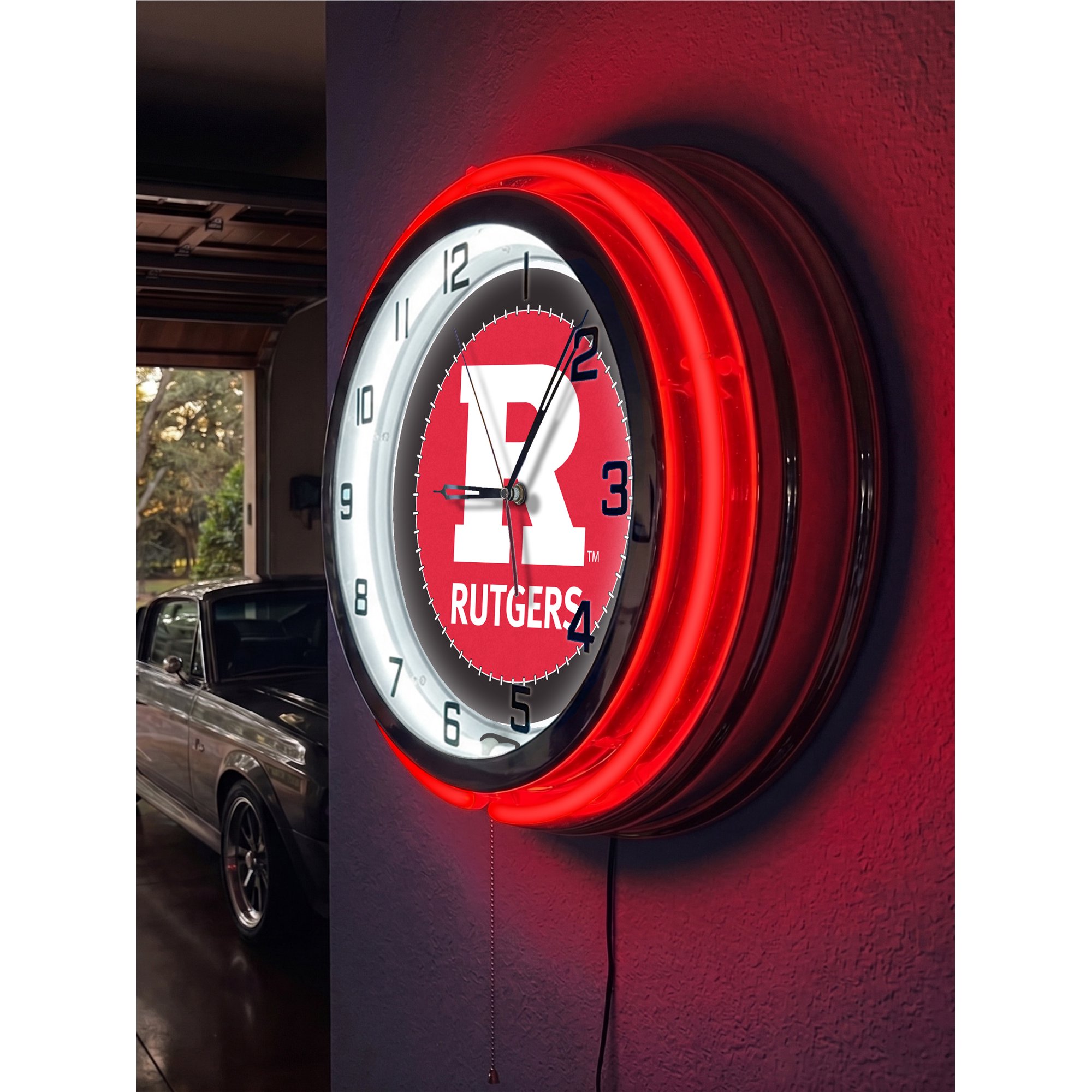 Rutgers 19 Double Neon Wall Clock