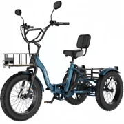 MOONCOOL All-Terrain Folding Electric Tricycle for Adults, 1100w Motor 48V 14.5Ah Battery,7-Speed 20 x 4.0 Fat Tire 3 Wheel Electric Bike , 25-60 miles