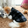 thumbnail image 3 of Soft Fleece Dog Sweater with Leash Ring - Plaid Winter Pullover for Small Dogs and Cats Indoor Outdoor Use, 3 of 5