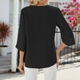 thumbnail image 4 of Blouses for Women Dressy Casual Women's New Summer Mid-sleeve Solid Color V-neck Button Top, 4 of 4
