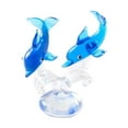 thumbnail image 2 of Double Crystal Glass Dolphins Figurines Collectibles, Miniature Handmade Sea Animal Sculpture Statue, Birthday for Women Men Kids, Home Office Desk Decorations, 2 of 9