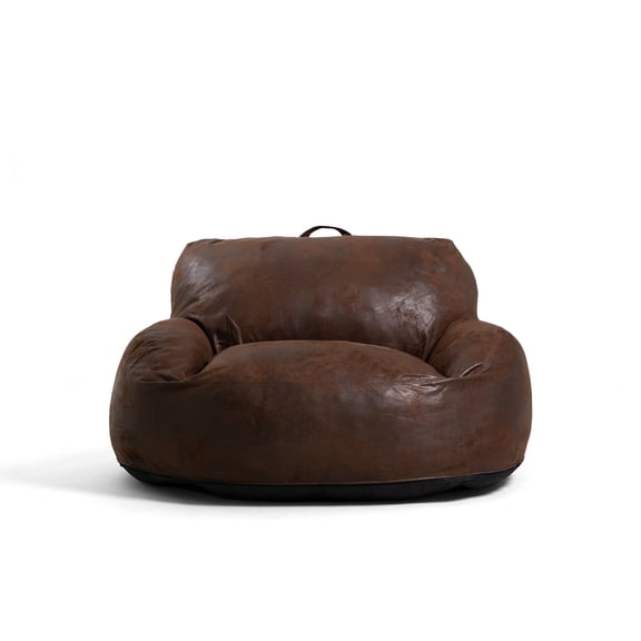 Big Joe Nestle Bean Bag Sofa, Espresso Blazer, Vegan Leather, 5 Feet
