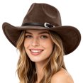 thumbnail image 5 of Felt Cattleman Cowboy Hat Wide Brim Shapeable Western Hat for Women Cowgirl Rodeo Party Halloween Country Festival, 5 of 5