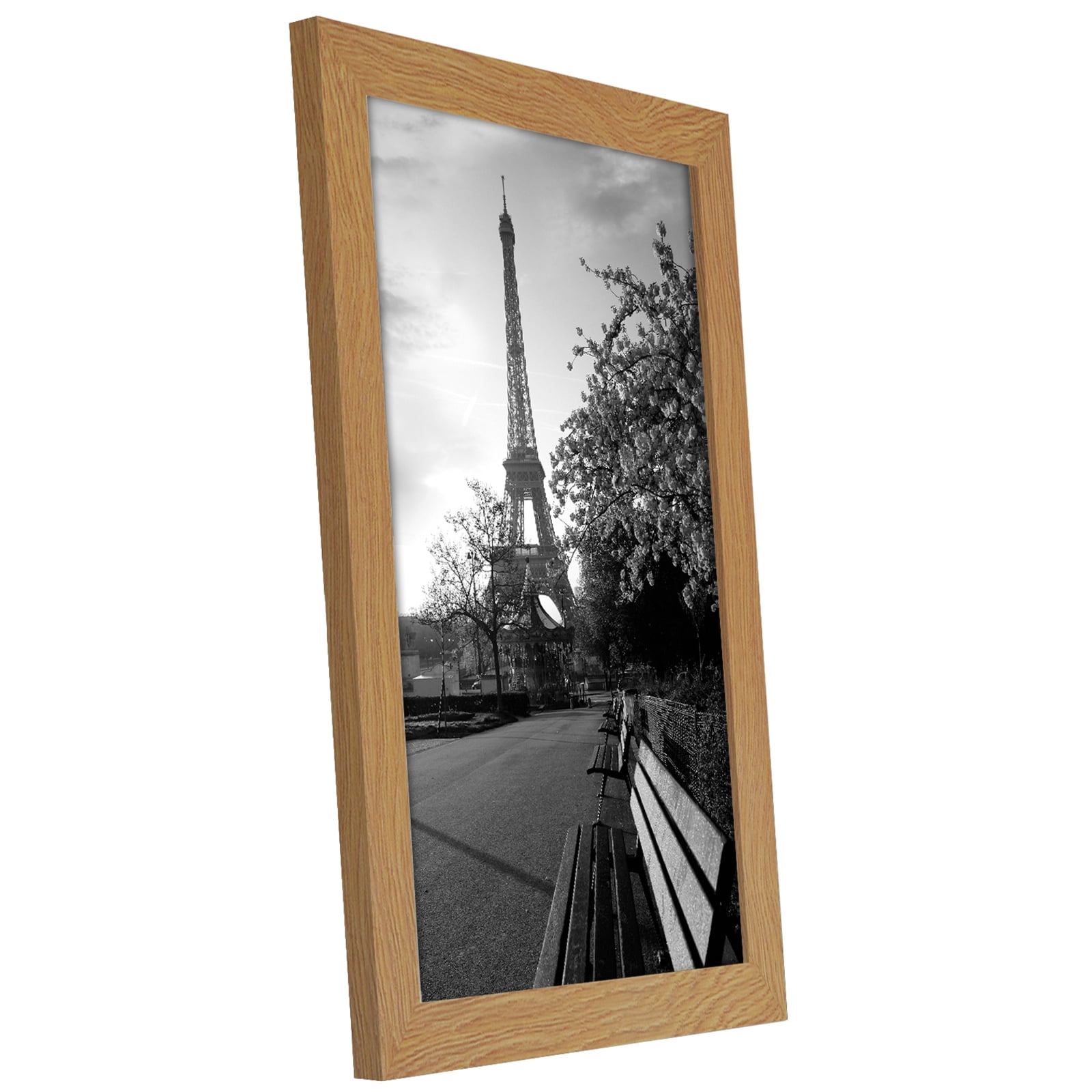 Americanflat 8x12 Picture Frame in Oak with Shatter Resistant Glass - Horizontal and Vertical Formats for Wall and Tabletop