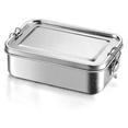 thumbnail image 2 of 47oz Bento Box, Stainless Steel Lunch Box for Teens, Metal Bento Box with 2 Flexible Compartments, 1400ml Lunch Box,1 x Bento Box 2 x Flexible Compartments,Silver, 2 of 7