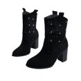 thumbnail image 7 of Willtoo Women's Cowboy Cowgirl Ankle Booties Western Stylish Faux Leather Low Heel Boots, 7 of 7