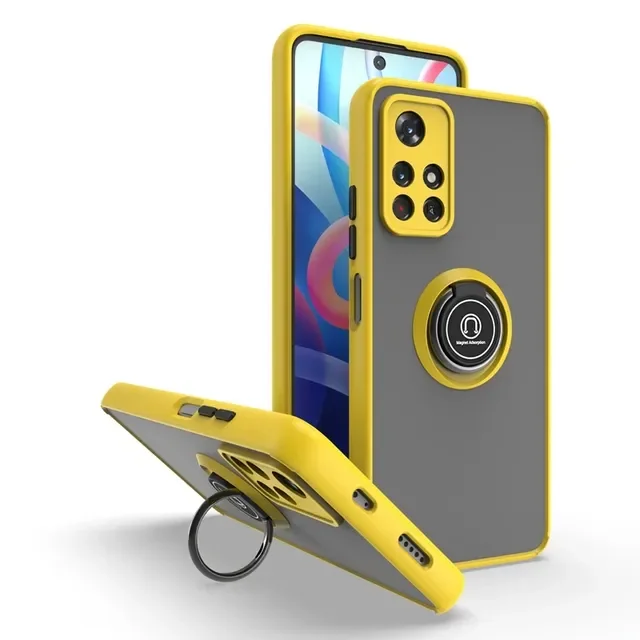 Shockproof Matte Case For Xiaomi Redmi Note 11 Pro Max 9 10 Poco X3 NFC 9c 9s 8 GT M3 11T F3 9A 9T 5G Metal Ring Holder Cover