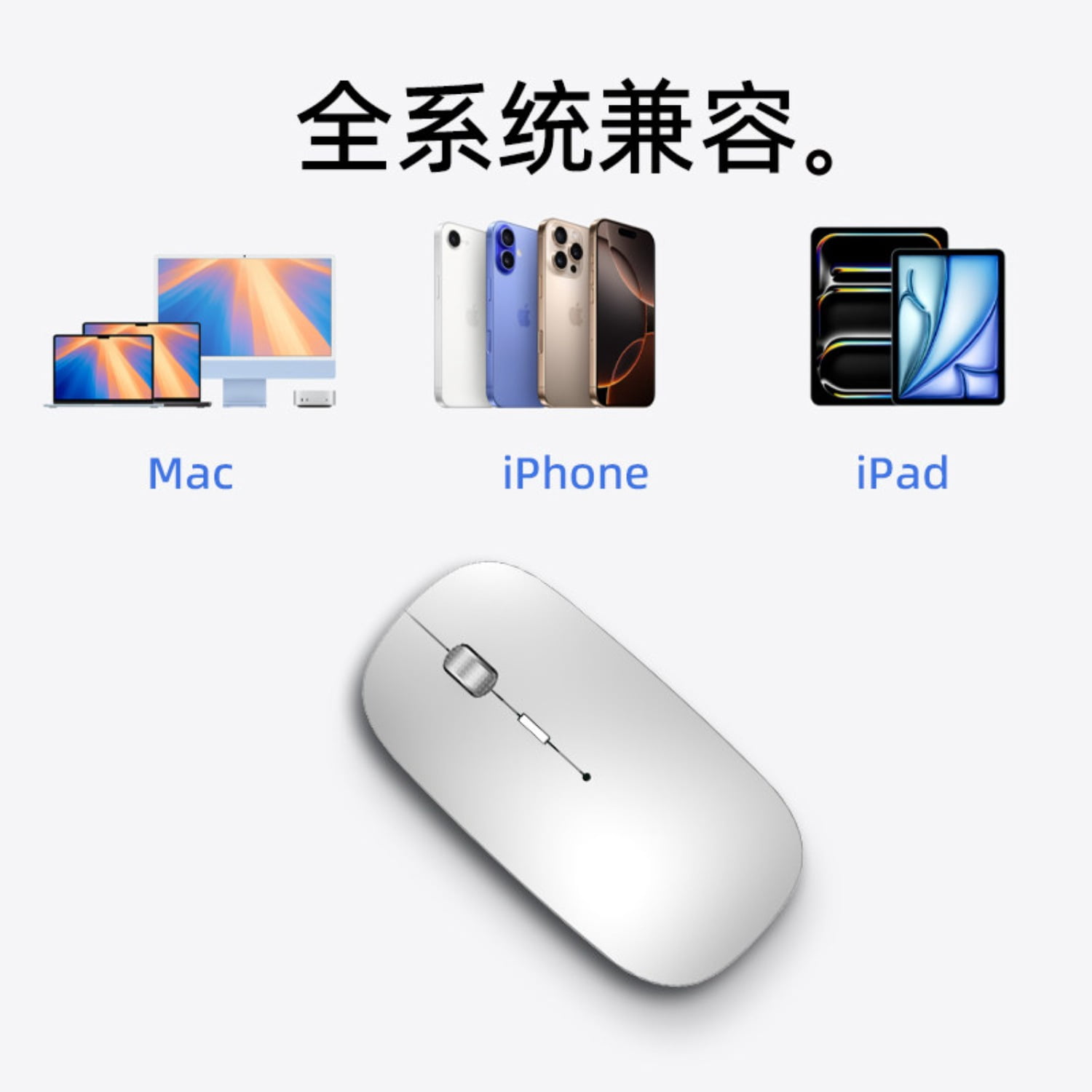 Bluetooth Wireless Mouse for MacBook Pro/Air, Silent USB-C Rechargeable Mouse ForApple Laptop