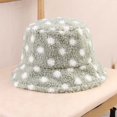 thumbnail image 6 of CoCopeaunts Women Bucket Hats White Polka Dots Lamb's Down Cute Basin Cap Female Outdoor Casual Hundred Autumn Winter Warm Hats, 6 of 8