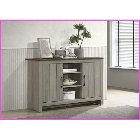 Nyla Gray Oak Coffee Table with 2 Storage Cabinets & Cable Management for Living Room