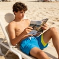 thumbnail image 2 of Aideaone Boys Swim Trunks with Compression Liner Solid Color Bathing Suits Summer Quick Dry Swimwear Swim Shorts 6-14T, 2 of 5