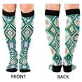 thumbnail image 4 of FORMRS Womens Knee High Socks Casual Long Thick Travel Daily Wear, 2 Pairs, Green Geometric Flowers, 4 of 6