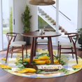 thumbnail image 4 of LEMON Round Living Room Rugs 6 ft, Summer Watercolor Fruit Basket Blue Yellow Plaids Washable Area Rug with Non-Slip Sturdy Edge Binding Round Carpet for Kitchen Office Bedroom, 4 of 9