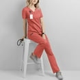 thumbnail image 3 of LYMAYTER Women Nurse Uniform for S-2XL Solid Color Breathable Short Sleeve Clinical Rotations for Medical Uniform, 3 of 6