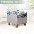 thumbnail image 5 of TSOVTHRID Daisy Butterfly Gray Print Ottoman Cover Square Stretch Ottoman Slipcover Thick Storage Footrest Stool Covers with Elastic Band Furniture Protector for Pets, 5 of 7